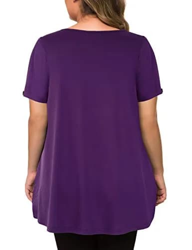 MANER Plus Size Short Sleeve Flowy Shirt in Purple | Casual Tunic for Women thumbnail 2