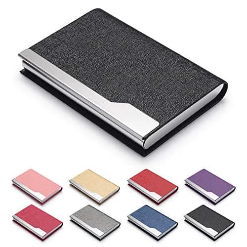 FACATH Business Card Holder Case - Black Luxury PU Leather Name Card Holder | Slim & Portable Design thumbnail 1