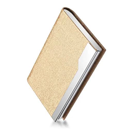 FACATH Luxury PU Leather Business Card Holder Case | Gold, Slim, Magnetic Closure thumbnail 2
