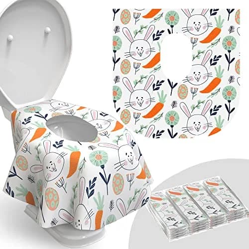 Relyo Disposable Toilet Seat Covers 20 Pack Easter Bunny | Waterproof & Non-Slip for Travel & Potty Training thumbnail 1