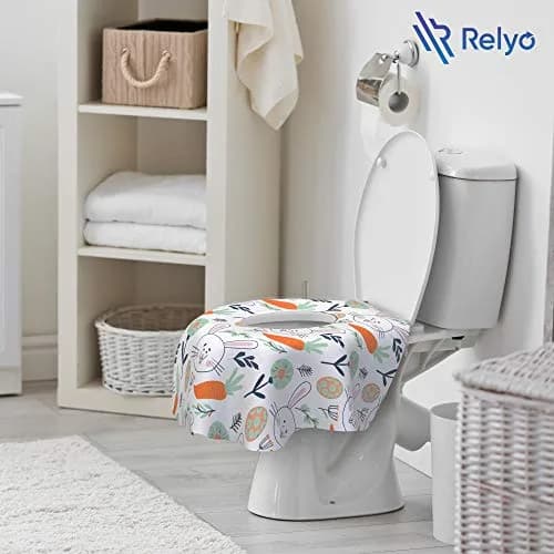 Relyo Disposable Toilet Seat Covers 20 Pack Easter Bunny | Waterproof & Non-Slip for Travel & Potty Training thumbnail 6