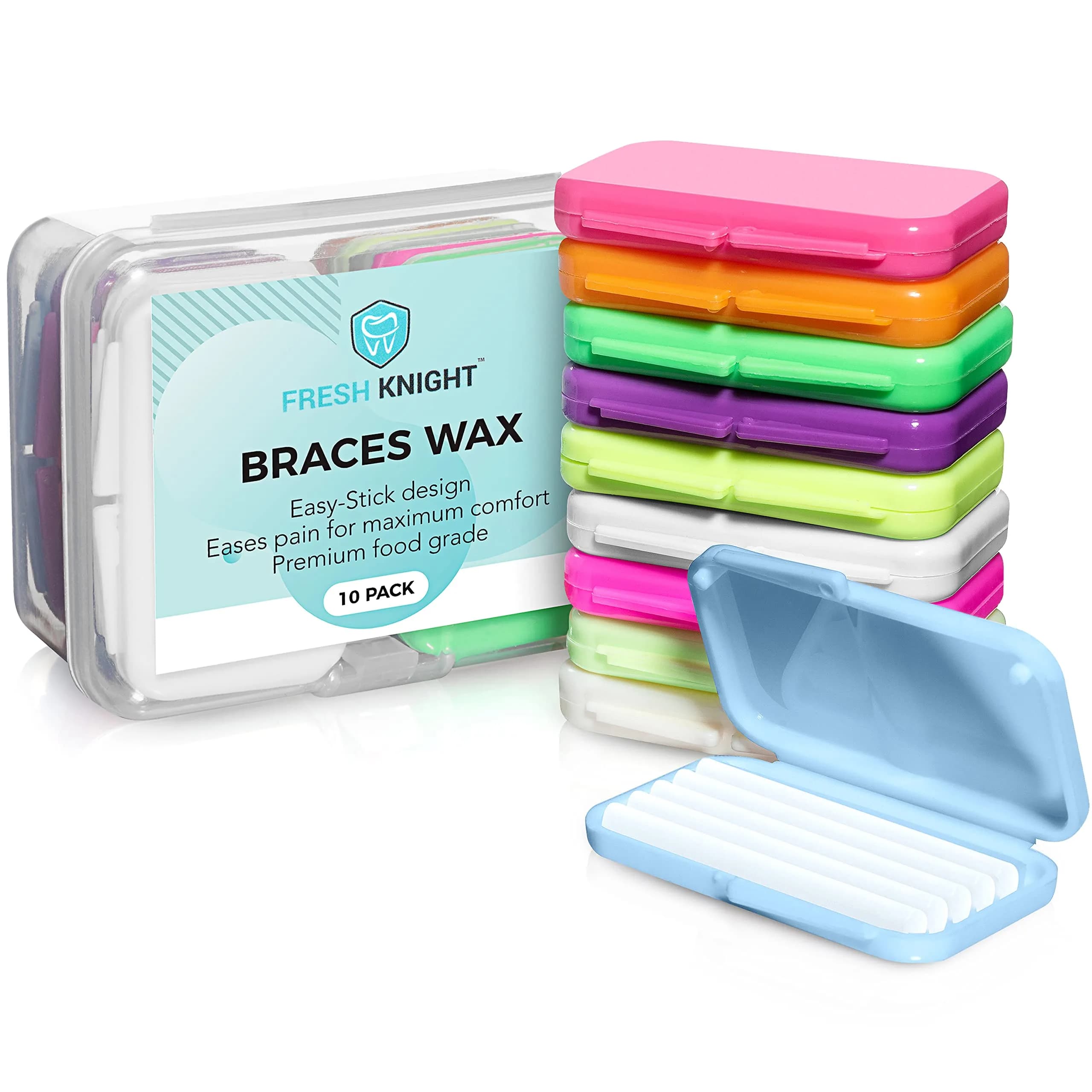 Fresh Knight Orthodontic Wax for Braces & Aligners - 50 Strips | Food Grade, Unscented, Multicolor - main product image