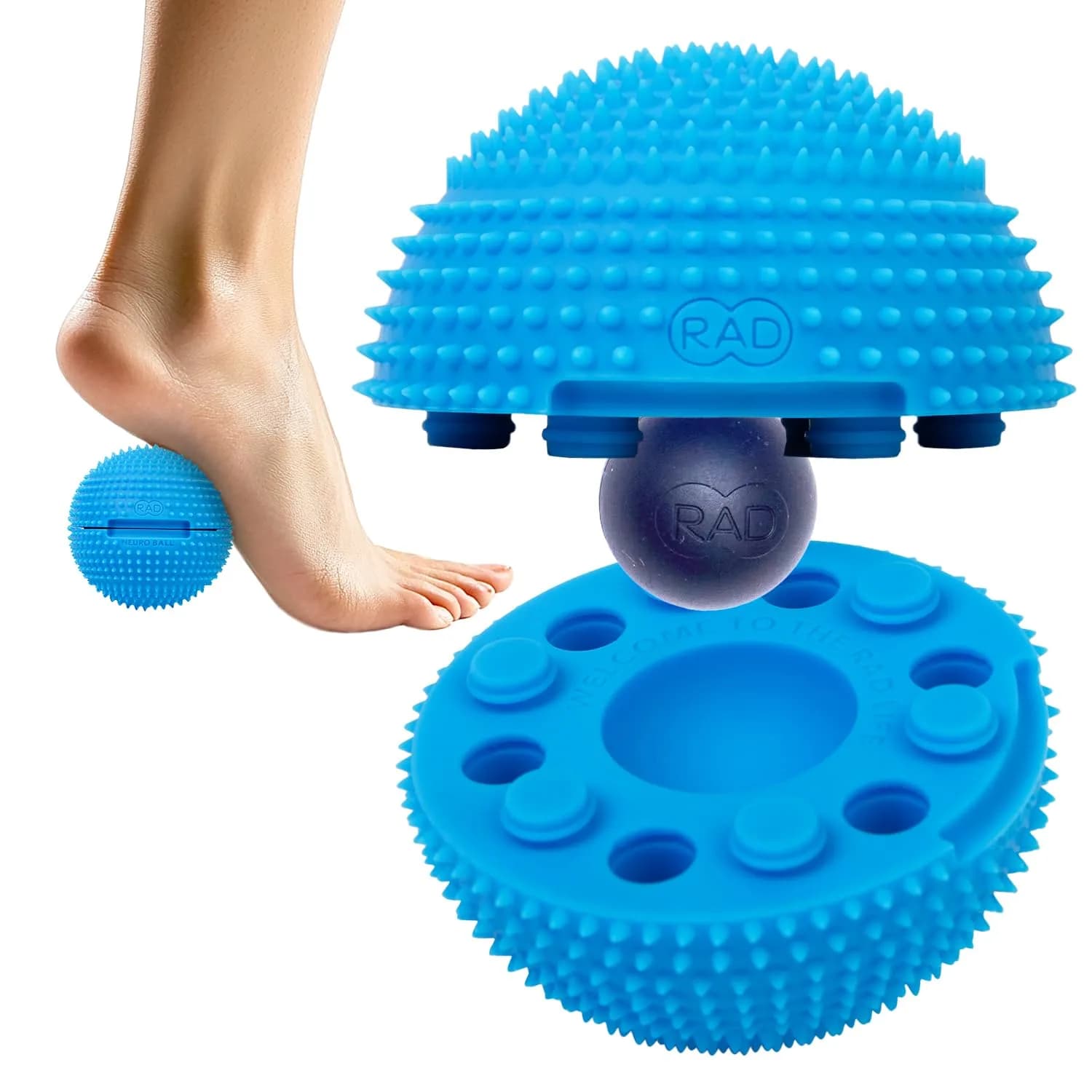 RAD Neuro Ball Foot Roller & Textured Massage Ball for Myofascial Release, Plantar Fasciitis, Hands & Face – Spiky Therapy Tool for Muscle Relief 6 oz (170 g) - main product image