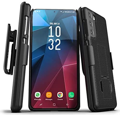 ENCASED DuraClip Belt Clip Case for Samsung Galaxy S21 | Slim Phone Cover with Holster, 180° Swivel Clip, Black thumbnail 1