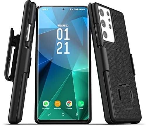 ENCASED DuraClip Belt Clip Holster for Samsung Galaxy S21 Ultra | Slim Phone Cover with Rotating Clip & Kickstand thumbnail 1