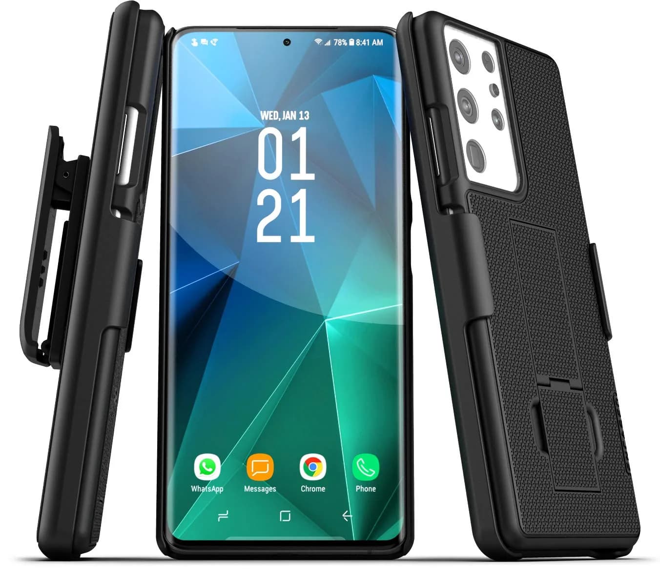 ENCASED DuraClip Belt Clip Holster for Samsung Galaxy S21 Ultra | Slim Phone Cover with Rotating Clip & Kickstand - main product image