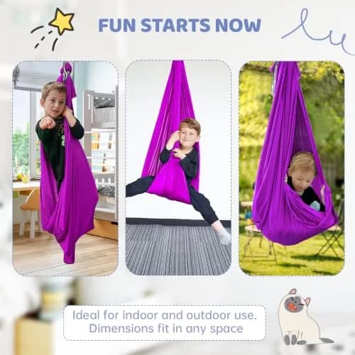 Aokitec Sensory Swing for Kids & Adults, Purple Nylon Hammock Chair 1.57 kg (3.45 lb) | Therapy Swing for Autism & SPD thumbnail 6