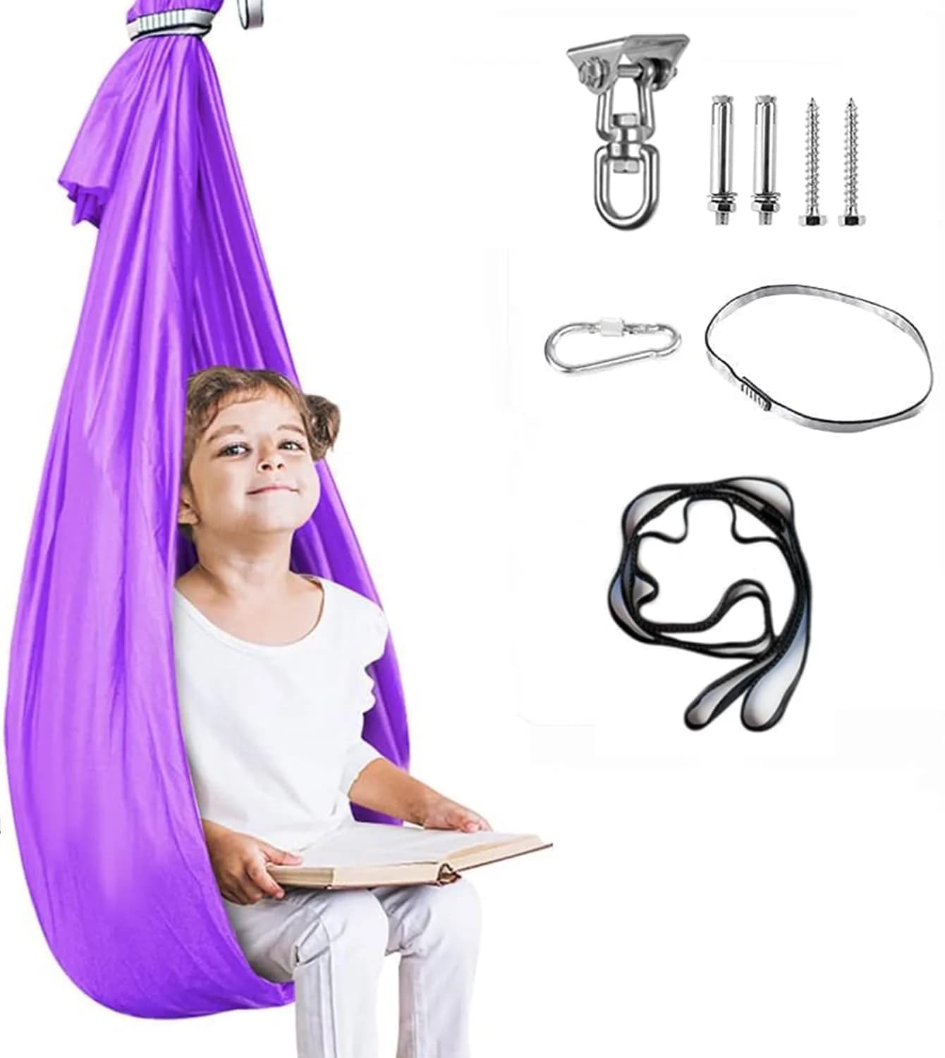 Aokitec Sensory Swing for Kids & Adults, Purple Nylon Hammock Chair 1.57 kg (3.45 lb) | Therapy Swing for Autism & SPD