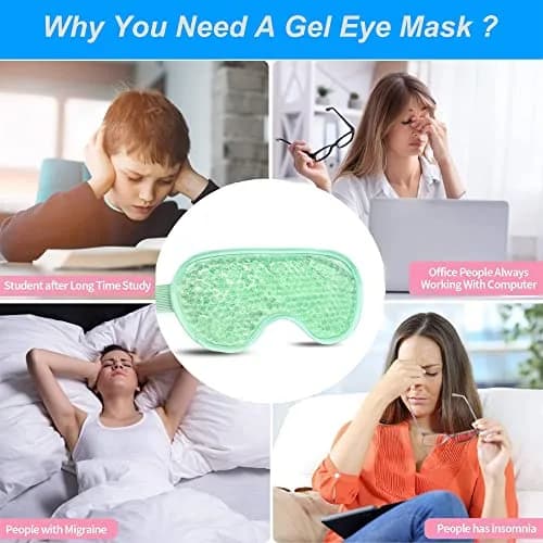 CONSGIJI Gel Eye Mask 2PCS | Reusable Cold Therapy for Puffiness & Dark Circles | Adjustable & Comfortable (Green) thumbnail 8