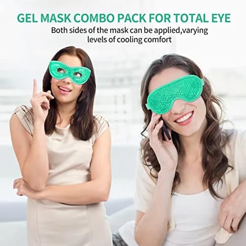 CONSGIJI Gel Eye Mask 2PCS | Reusable Cold Therapy for Puffiness & Dark Circles | Adjustable & Comfortable (Green) thumbnail 2