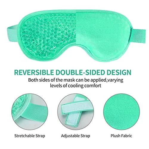 CONSGIJI Gel Eye Mask 2PCS | Reusable Cold Therapy for Puffiness & Dark Circles | Adjustable & Comfortable (Green) thumbnail 3