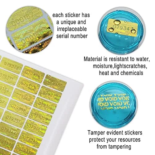 TLK&FBB Gold 580 Pcs Tamper Evident Seal Warranty Void Labels | 2cm x 1cm (0.787" x 0.39") thumbnail 2