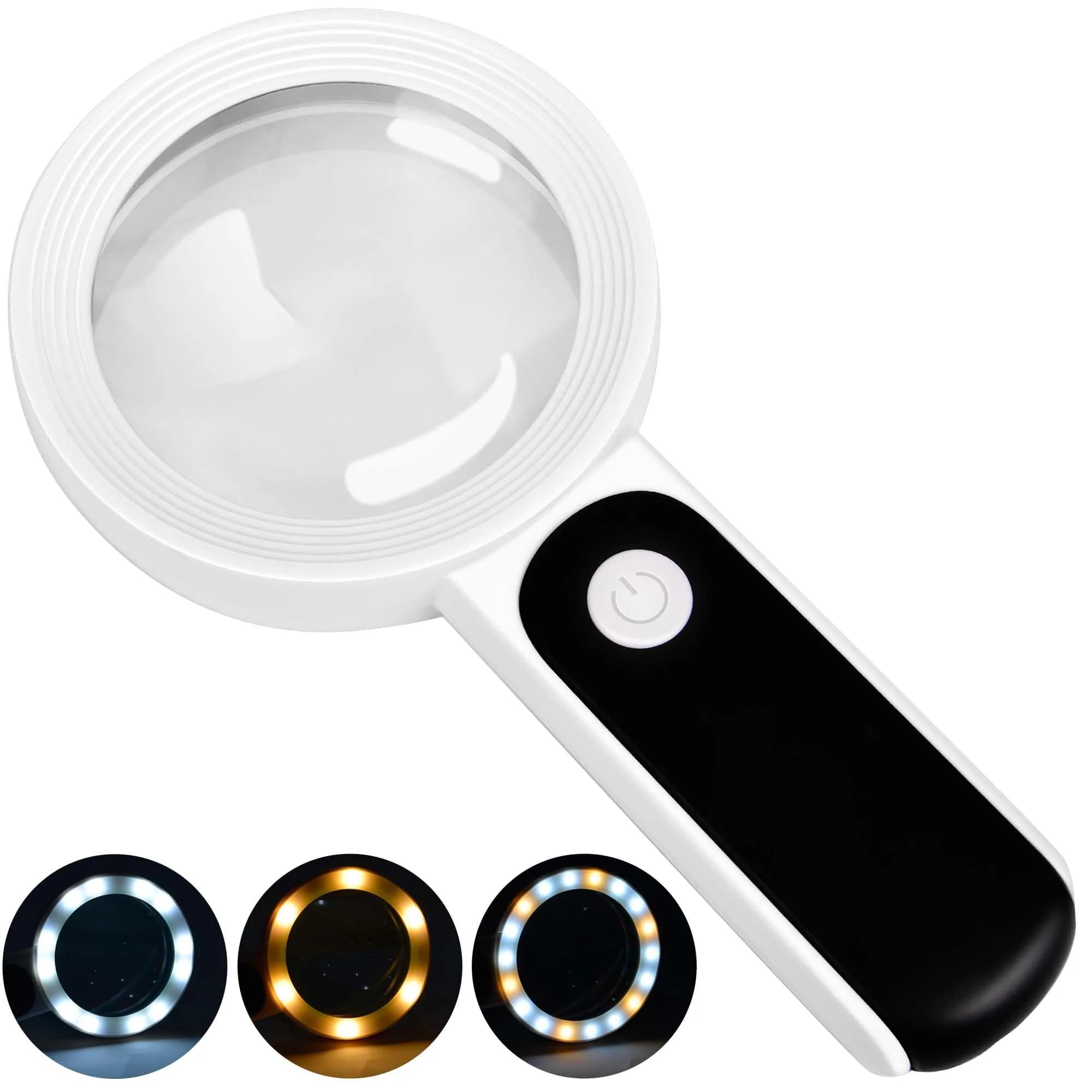 JMH Magnifying Glass with Light, 3.15 inch Lens | 18 LED Lights with 3 Modes