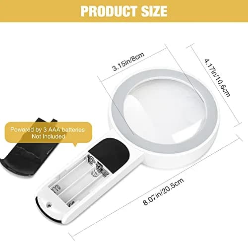 JMH Magnifying Glass with Light, 3.15 inch Lens | 18 LED Lights with 3 Modes thumbnail 2