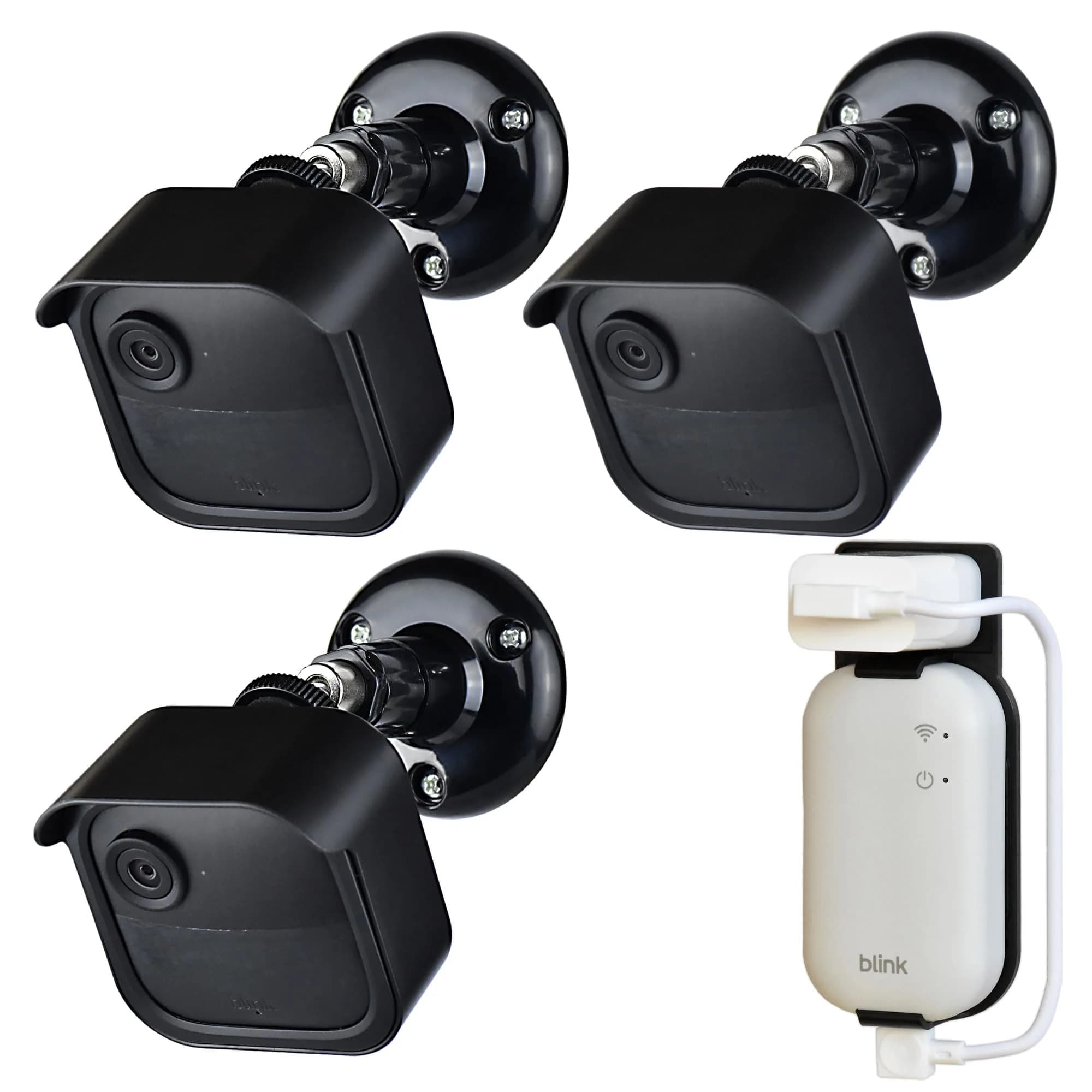 GoHonor Blink Outdoor Camera Mount Bracket 5-Pack with Sync Module Outlet Mount | Weatherproof ABS Plastic — (3+1)PACK