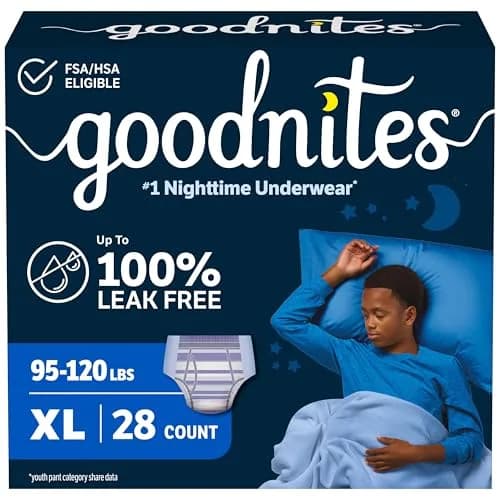 GoodNites Boys Nighttime Underwear XL (28 Count) | Leak-Free Protection for Boys 95-120 lbs thumbnail 1