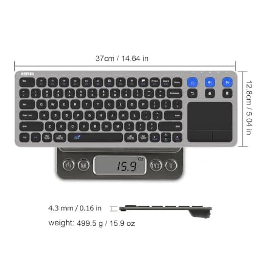 Arteck Universal Grey Wireless & Bluetooth Keyboard with Touchpad | 10m Range, Multi-Device Connect thumbnail 5