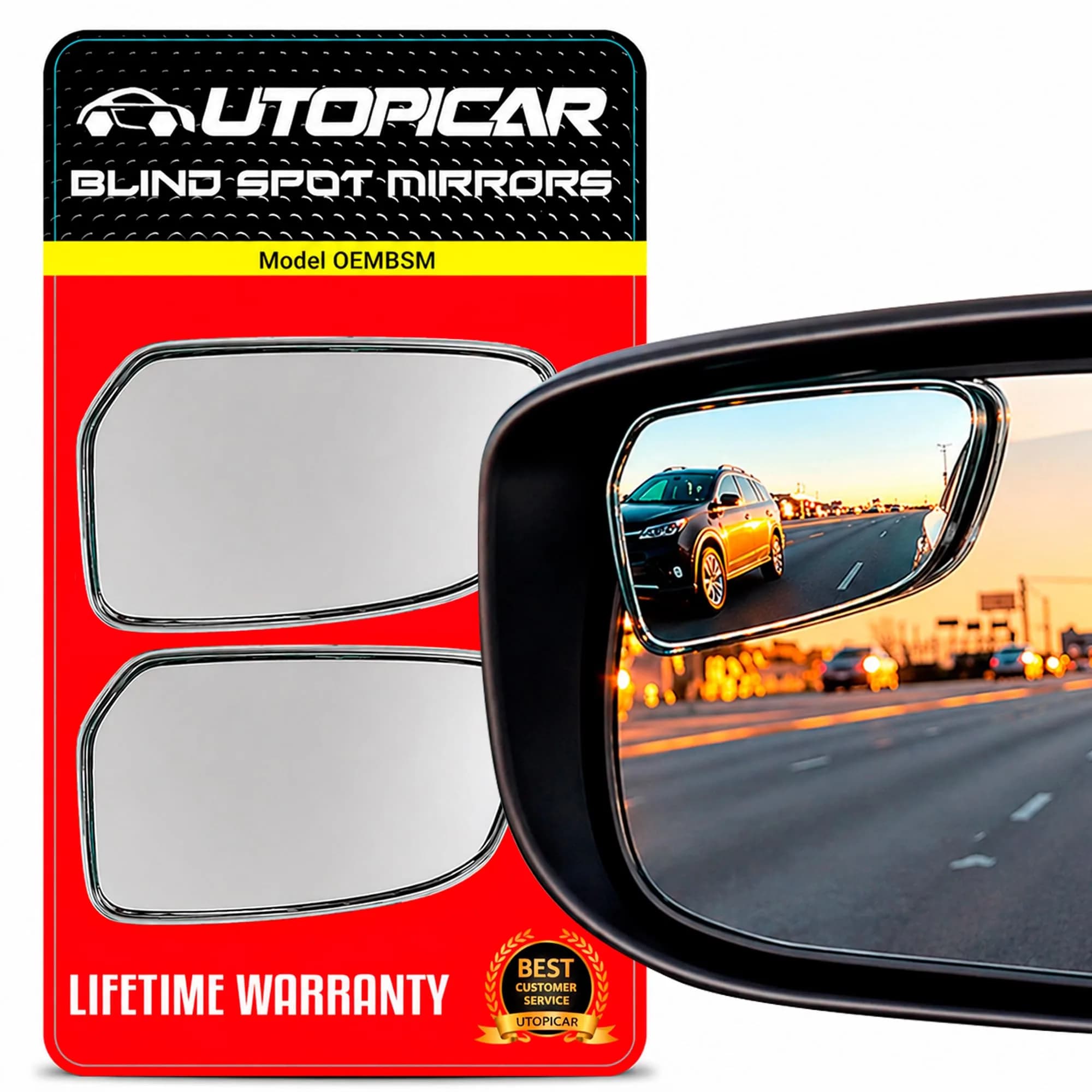 Utopicar Round Blind Spot Mirrors 2.5" (2-Pack) | Universal Fit HD Glass Convex Auto Parts — Sedan