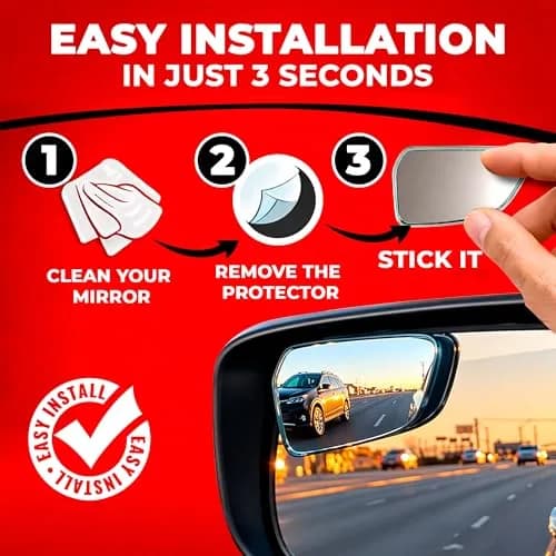 Utopicar Frameless Convex Blind Spot Mirrors 7 cm (2.75") | Wide Angle Rear View for SUVs, Trucks, RVs thumbnail 2