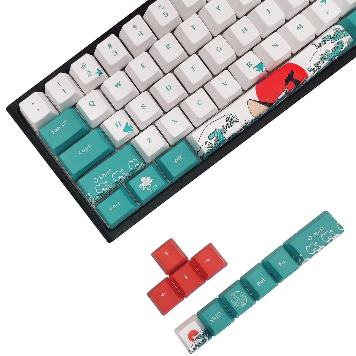SDYZ Custom Keycaps-Keycaps 60 Percent, Suitable for GK61/GK64/RK61/Anne/GH60 /ALT61 Mechanical Keyboards, 71 Key Set, OEM Profile PBT Key caps (Coral Sea) | High-Quality OEM Profile - main product image