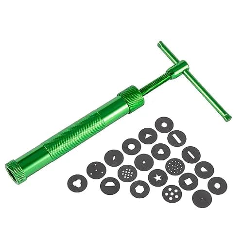 YAMHOHO Stainless Steel Clay Extruder Set 16.5cm | 20 Interchangeable Discs for Ceramics & Pastry (Green) thumbnail 4