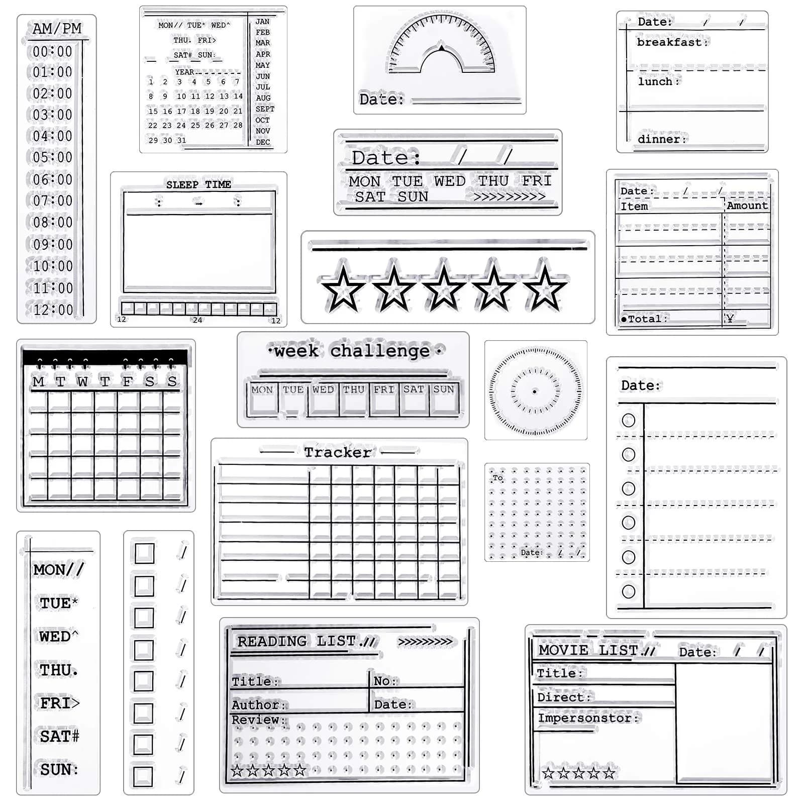 Zonon Journal Stamps 18 Styles | DIY Crafts for Scrapbooking & Planning - main product image