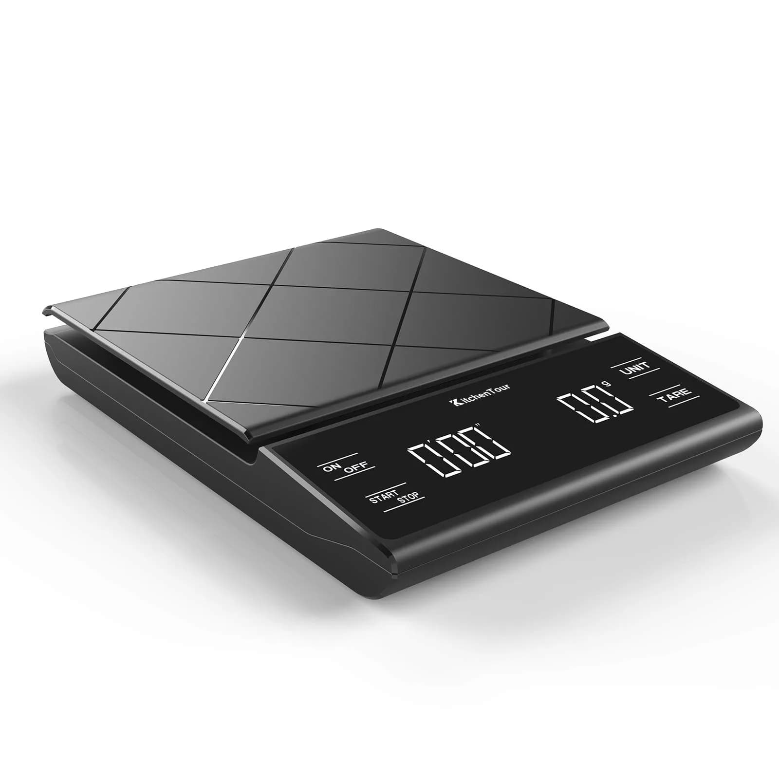 K KitchenTour EK6012 Digital Kitchen Scale with Timer 3kg (6.6lb) | Precision Weighing for Coffee & Food