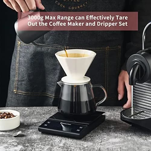 K KitchenTour EK6012 Digital Kitchen Scale with Timer 3kg (6.6lb) | Precision Weighing for Coffee & Food thumbnail 4