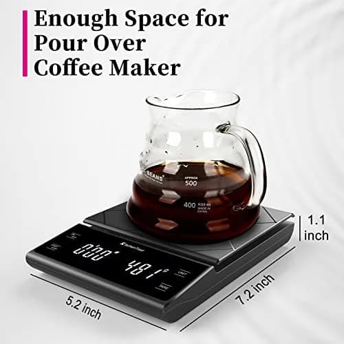 K KitchenTour EK6012 Digital Kitchen Scale with Timer 3kg (6.6lb) | Precision Weighing for Coffee & Food thumbnail 2