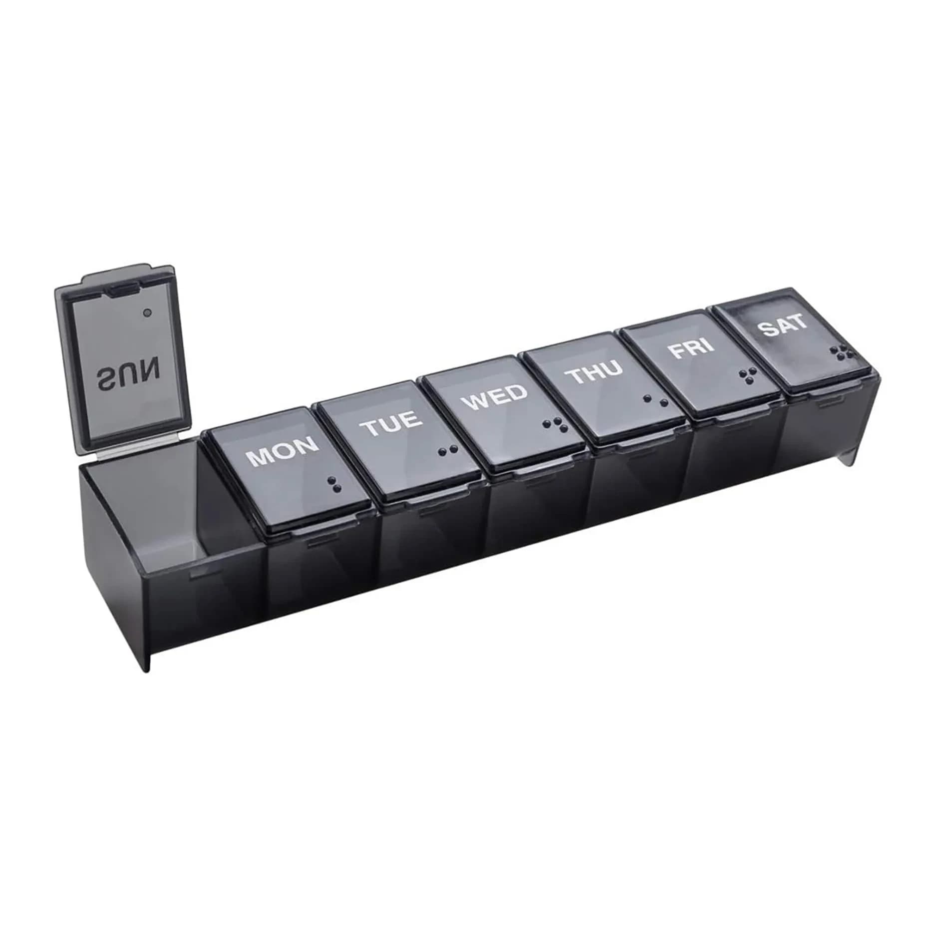 EZY DOSE Weekly Large Pill Organizer Planner 7-Day | Arthritis Foundation Endorsed — Black / Large 6"x1.3"x0.9"