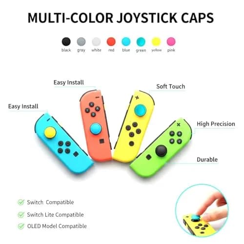 Ferkurn Joystick Controller Replacement Thumb Grip Caps for Nintendo Switch OLED & Lite, 8-Piece Grey Set | Enhanced Gaming Grip thumbnail 3