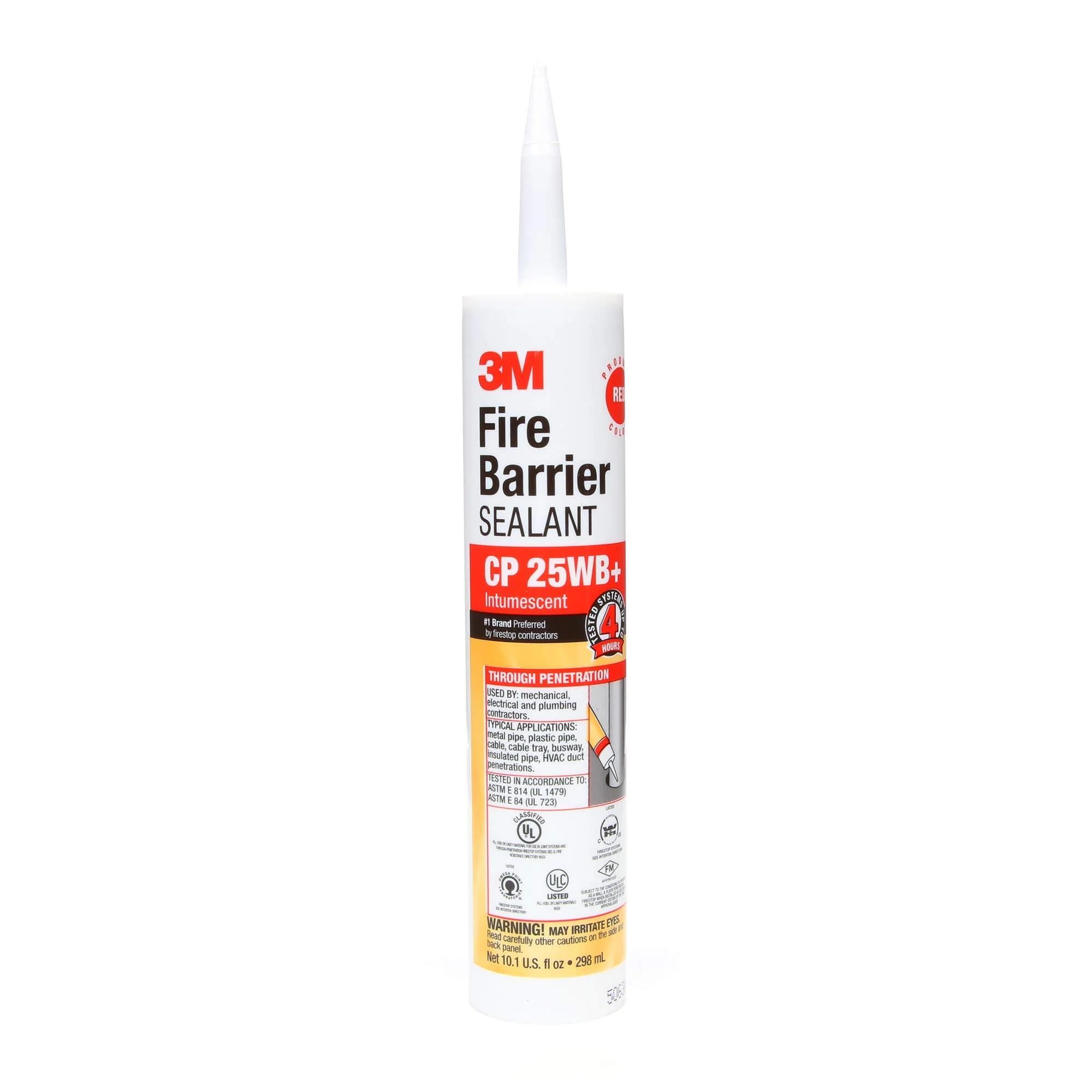 3M Fire Barrier Sealant CP 25WB+ Red Cartridge 10.1 fl oz (286 g) | Intumescent Firestop Sealant for Through-Penetrations - main product image