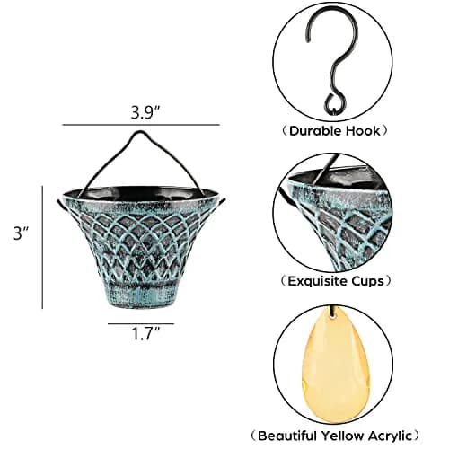 Tfro & Cile Blue Rain Chain Gutter Downspout Catcher 2.59 m (8 1/2 Feet) | Decorative Garden Water Feature thumbnail 2