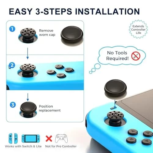 Ferkurn Yellow Joystick Thumb Grip Caps for Nintendo Switch OLED & Lite | 8-Pack thumbnail 4