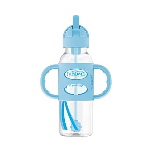 Dr. Brown's Narrow Sippy Straw Bottle with Handles, Blue, 8 oz | Transition & Motor Skill Development (110 characters) thumbnail 7