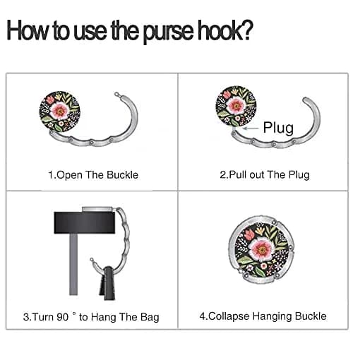 Bosketo Foldable Purse Hook 3 Pack Amazing Flower Hook | Keeps Bags Clean & Safe thumbnail 4