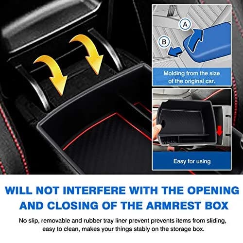 Autorder Center Console Organizer for Kia Soul 2020-2026 | ABS Plastic Armrest Storage Box with 2 Color Mats thumbnail 8