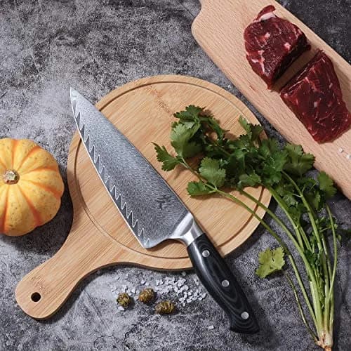 SAMCOOK Damascus Chef Knife 8 Inch VG-10 Japanese Kitchen Knife | Forged Full Tang Blade thumbnail 5