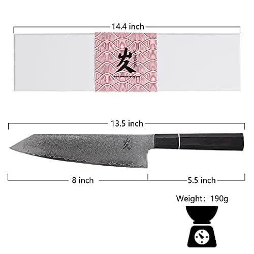 SAMCOOK Kiritsuke Chef Knife, 8 Inch Damascus Japanese Knife, 20.32 cm (8") | Forged High-Carbon Stainless Steel thumbnail 2