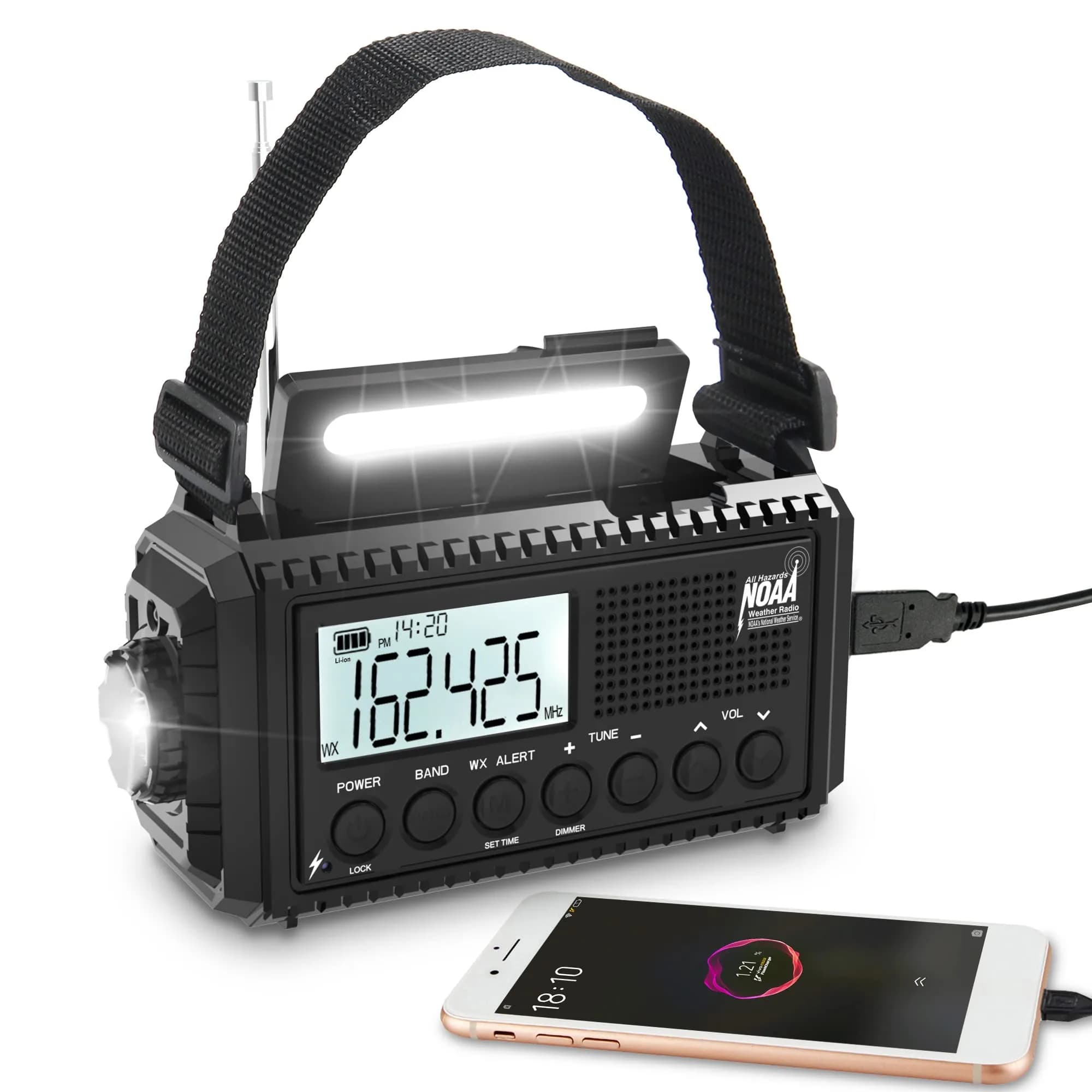 Mesqool NOAA Weather Radio Auto Alert Digital with LCD Screen, 5000mAh 5 Way Powered | Emergency Radio with Flashlight & SOS