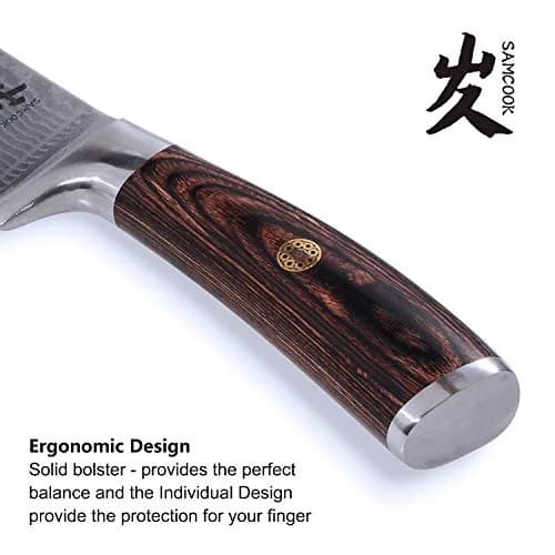 SAMCOOK Damascus Chef Knife 8 Inch Japanese Knife with Pakkawood Handle | Forged High Carbon Stainless Steel thumbnail 4