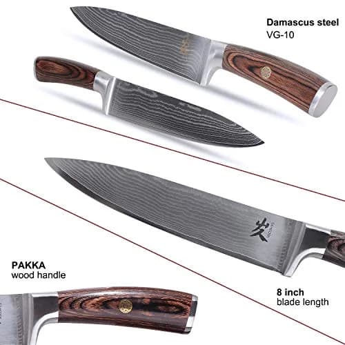 SAMCOOK Damascus Chef Knife 8 Inch Japanese Knife with Pakkawood Handle | Forged High Carbon Stainless Steel thumbnail 8