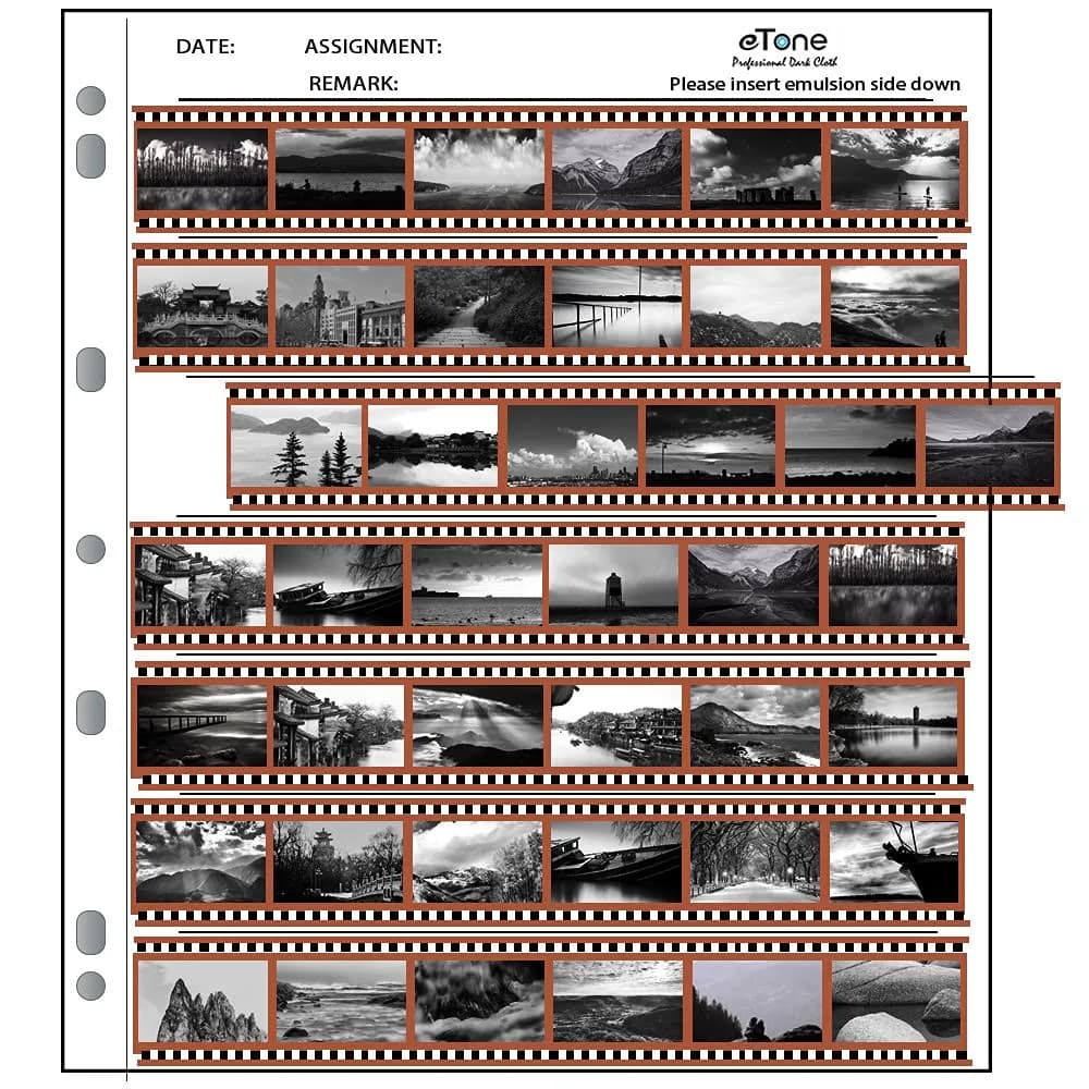 eTone Archival Storage Sheets for 35mm Negatives, 50 Pages (25.5cm x 29.2cm) | Holds 42 Frames Per Page — Clear