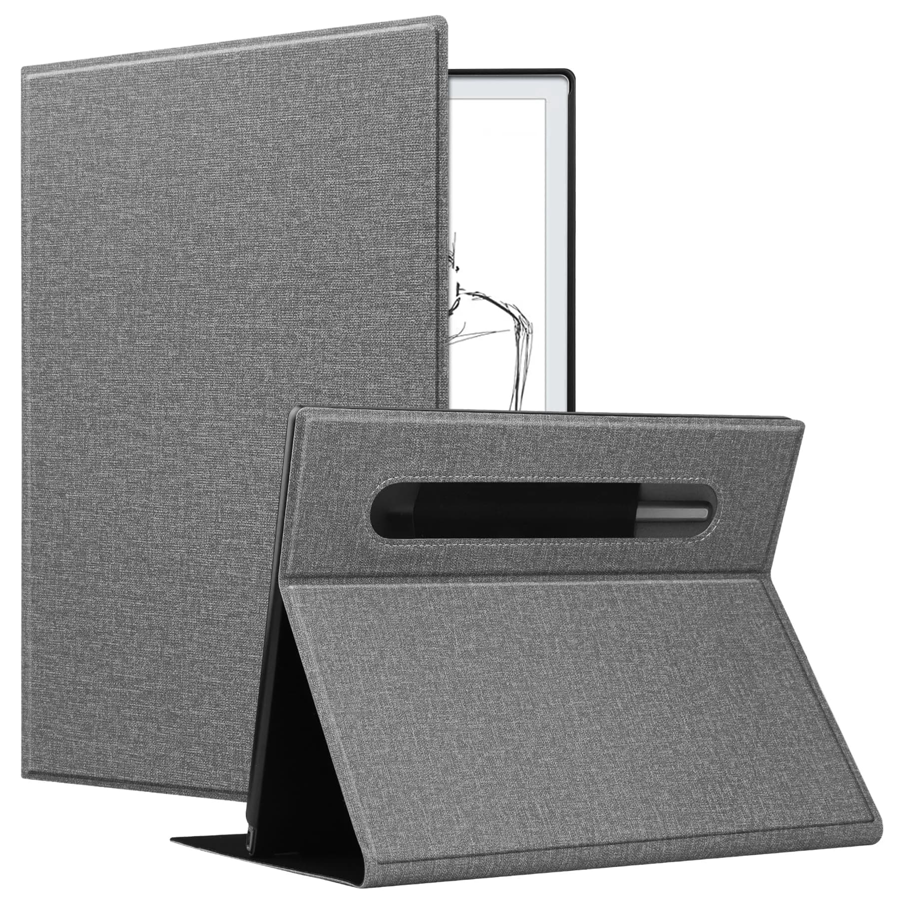 KuRoKo Case for Remarkable 2 Tablet, Slim Hard Back Shell with Pen Holder & Stand, Light Gray (10.3" Screen)