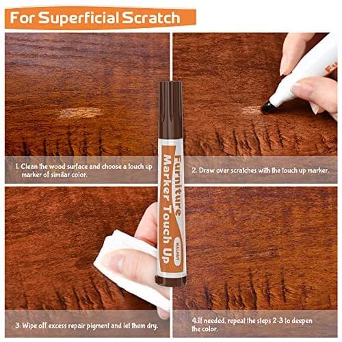REALINN Wood Furniture Repair Kit- Set of 28 - Touch Up Markers | Fillers with Wood Putty for Scratch & Crack Repair thumbnail 3