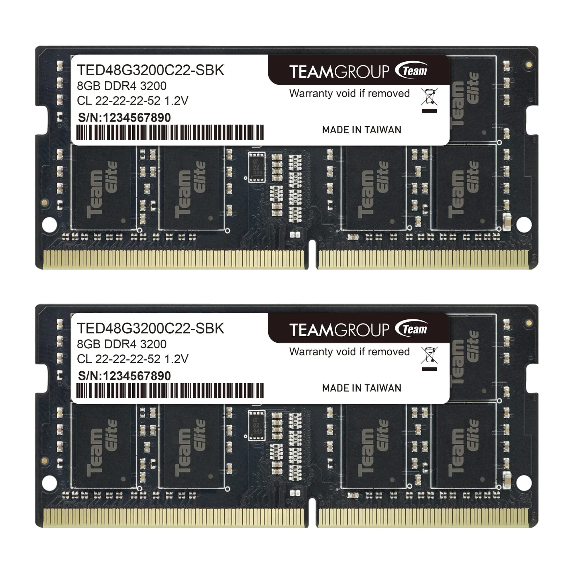 TEAMGROUP Elite DDR4 RAM 16GB (2x8GB) 3200MHz PC4-25600 CL22 SODIMM - main product image