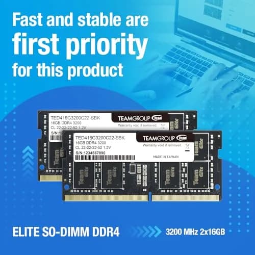 TEAMGROUP Elite DDR4 RAM 16GB (2x8GB) 3200MHz PC4-25600 CL22 SODIMM thumbnail 2