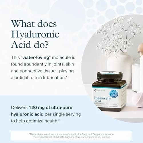 Youtheory Hyaluronic Acid Plus, 60 Vegetarian Capsules | Supports Skin & Joints, 30-Day Supply thumbnail 4