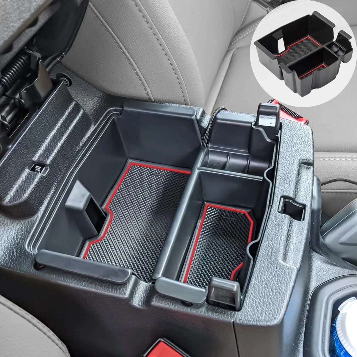 EDBETOS Center Console Organizer Tray with Red Trim for Jeep Wrangler JL/JLU & Gladiator JT (17cm x 14cm x 20cm)