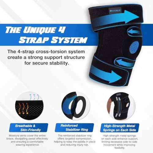Nvorliy Plus Size Knee Brace for Knee Pain | Adjustable Support with Side Stabilizers for Arthritis & Injury Recovery thumbnail 2